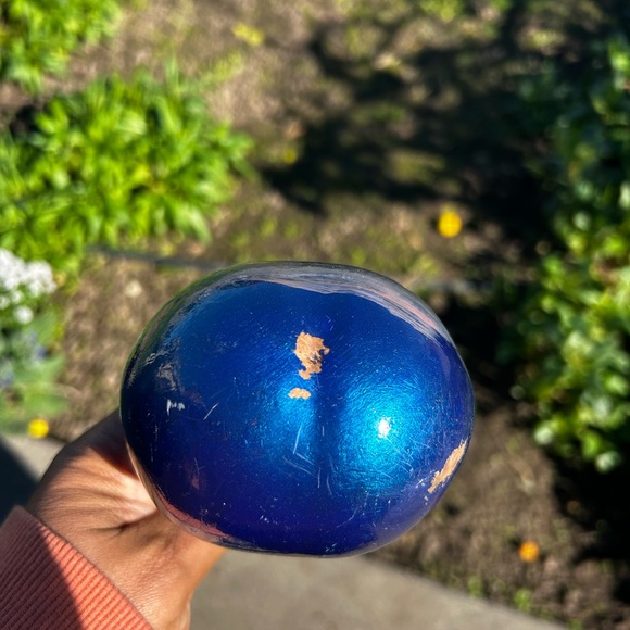 Vintage Rattle Shaker Percussion Musical Instrument Hand-Painted Blue Tr… - Picture 5 of 5